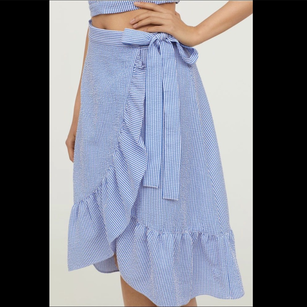 Blue Striped Wrap Skirt